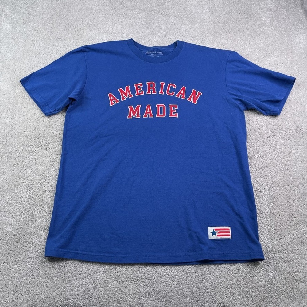 American Giant Shirt Mens XL Blue American‎ Made Logo Flag Collection Cotton